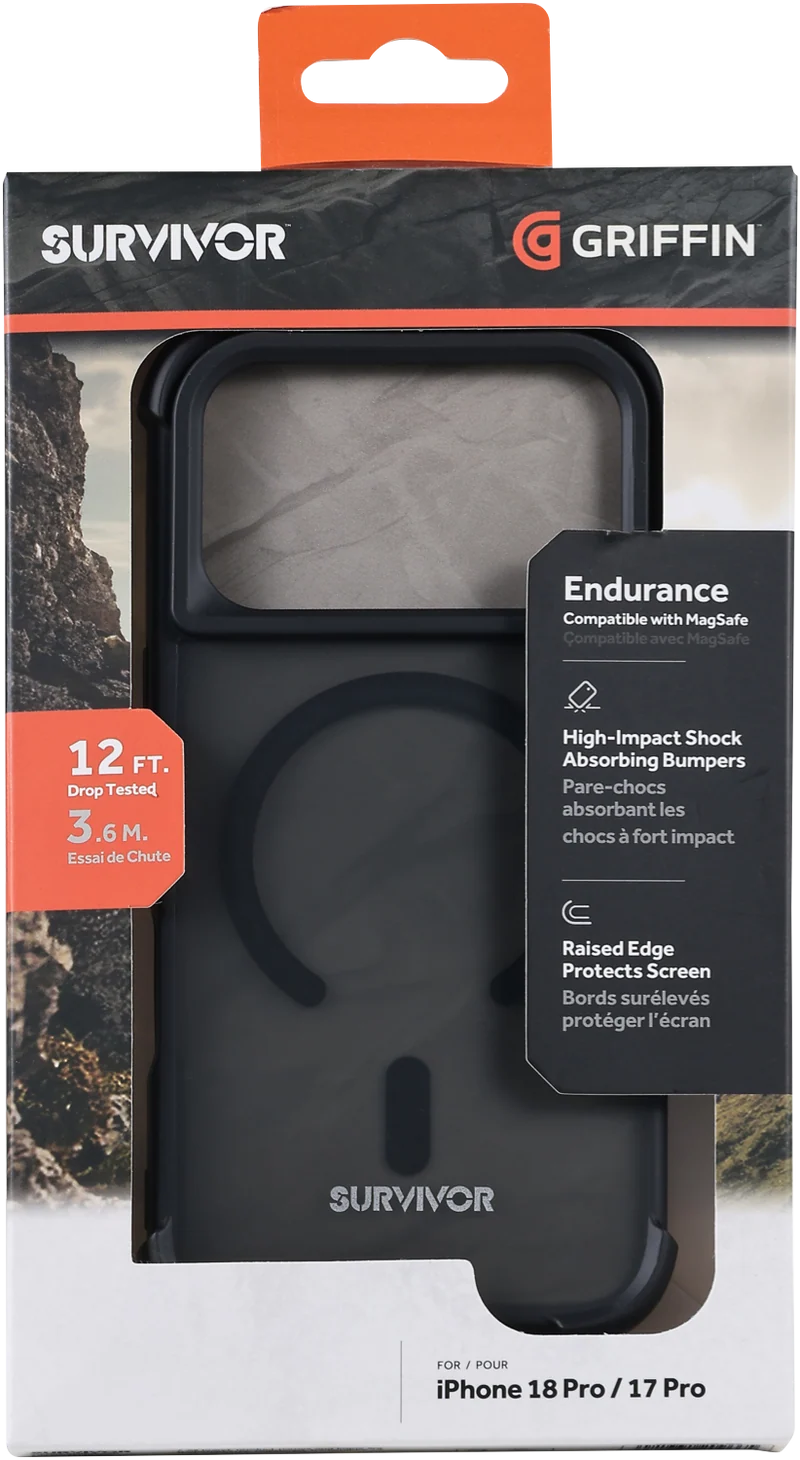 Griffin Survivor Endurance MagSafe Compatible iPhone 18 Pro / 17 Pro Case - Black