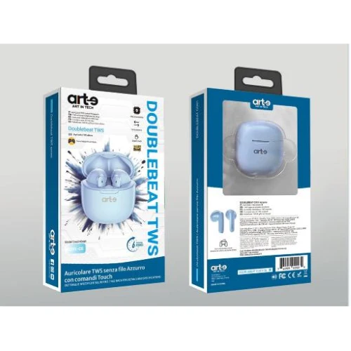Auricolari TWS BT 5.4 CO01 PZ 3 -CO01-N CELESTE con comandi touch