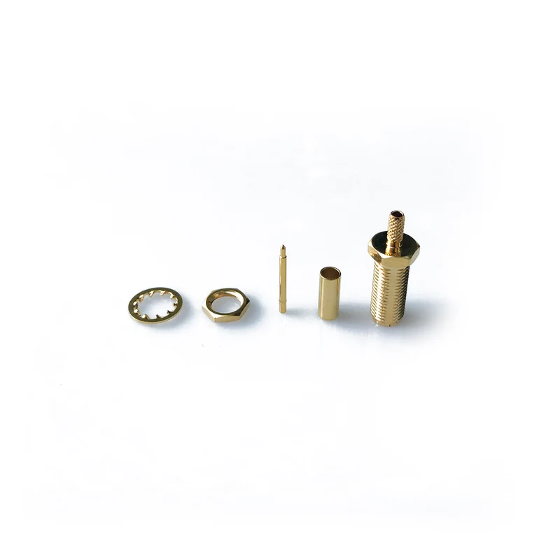 SMA-02-86RP-L-TGG • SMA R/P Bulkhead crimp jack for RG174