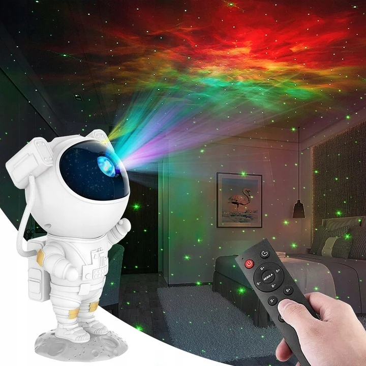 ASTRONAUTA PROIETTORE LED DI STELLE CON TELECOMANDO BIANCO