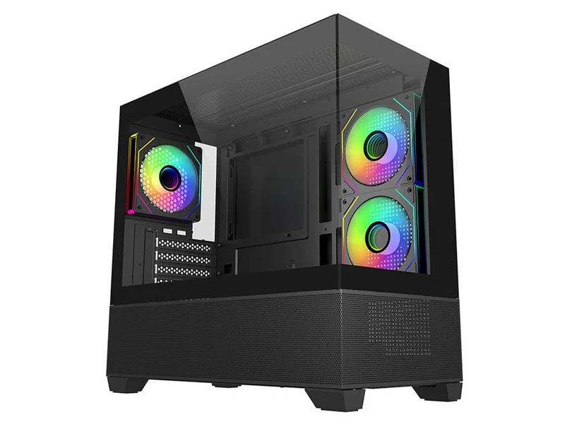 Cooler Master Elite 490 Dual Tempered Glass Micro-ATX Case - Black