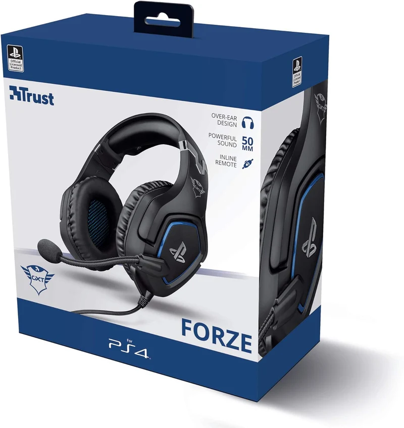 Trust Gaming GXT 488 Forze Cuffie PS4 e PS5 con Licenza Ufficiale PlayStation, Over-Ear, Microfono Ripiegabile e Archetto Regolabile