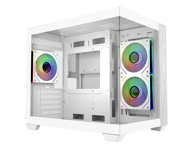 Cooler Master Elite 481 Wood Dual-Chamber Micro-ATX Case - White