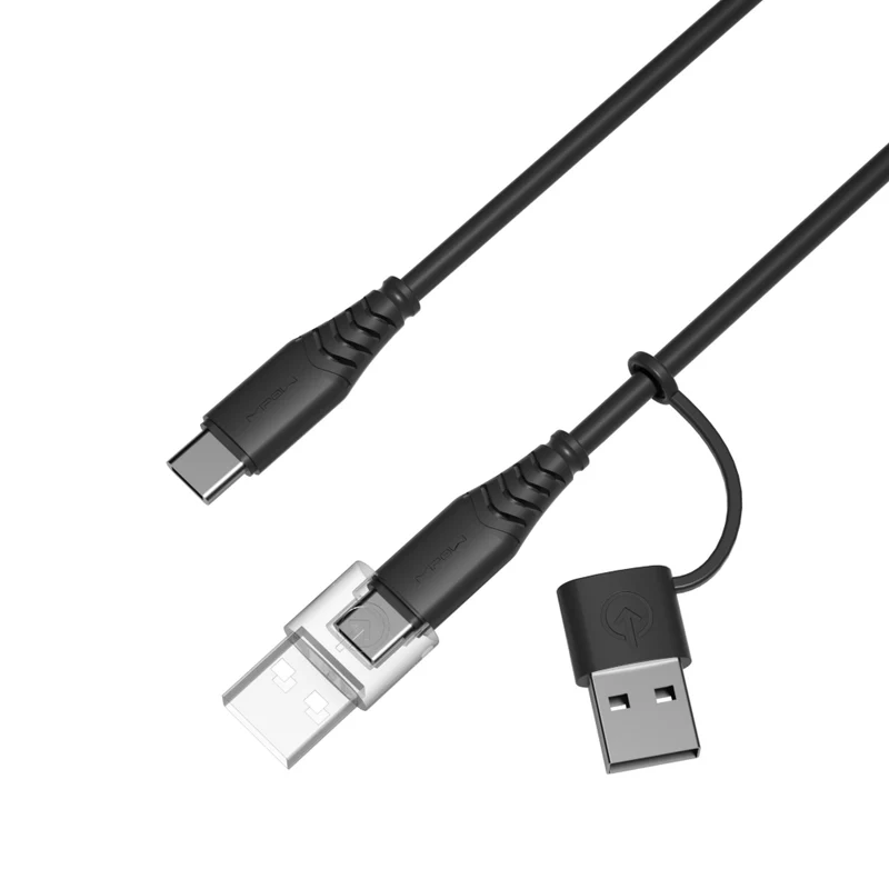 USB-C TO USB-C Cable with USB-C/A Convertor (White color)