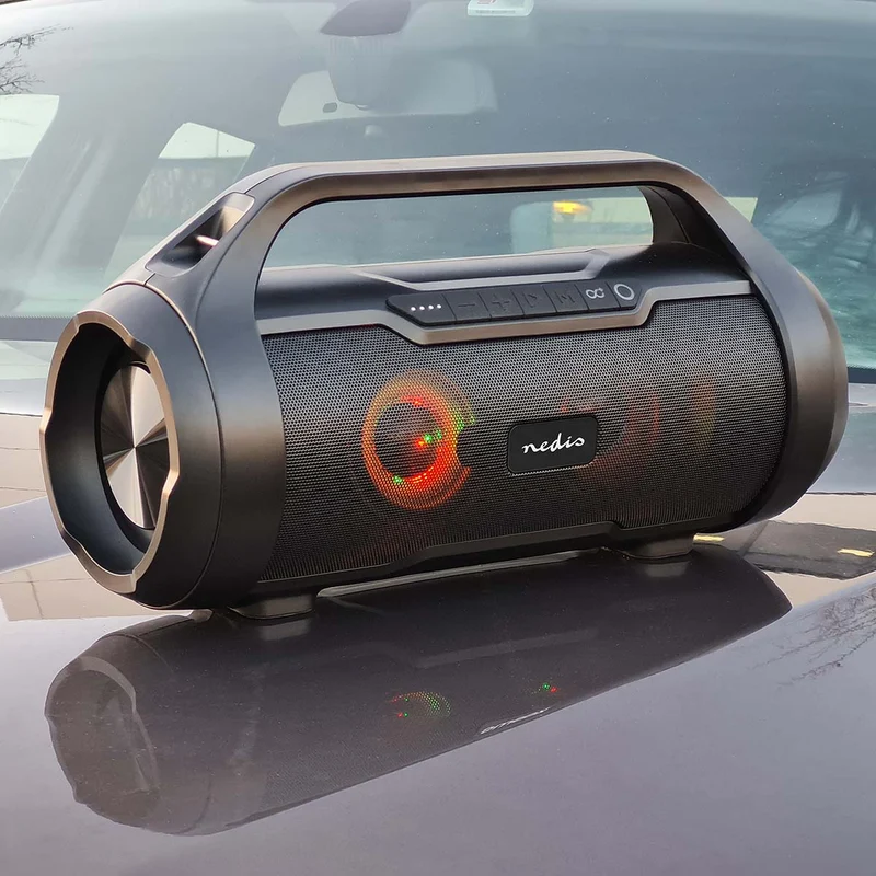 Cassa audio Portatile per Feste | 6 Ore di Autonomia | Bluetooth | TWS | Luci per feste | Nero