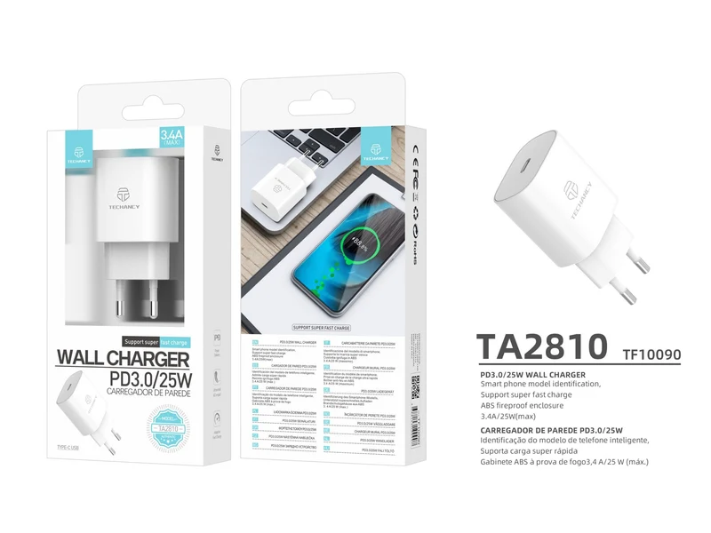 Caricabatterie super veloce PD 25W bianco