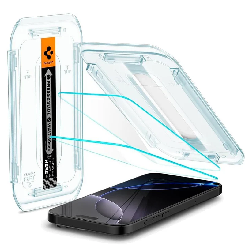 SPIGEN EZ Fit 2PCS Glass Screen Protector for iPhone 18 Pro/17/17 Pro/16 Pro (Clear)