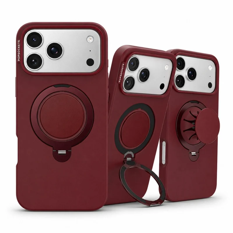 PopSockets Low-Pro MagSafe Protective Case with Built-in Grip Stand for iPhone 18 Pro (Burgundy)