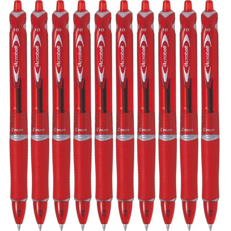 Pilot Acroball Retractable Ballpoint Pen 1.0mm Medium Red Box 10