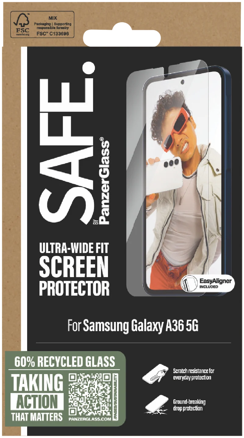 Panzer Glass SAFE Screen Protector Galaxy A36 Ultra-Wide Fit w. Aligner