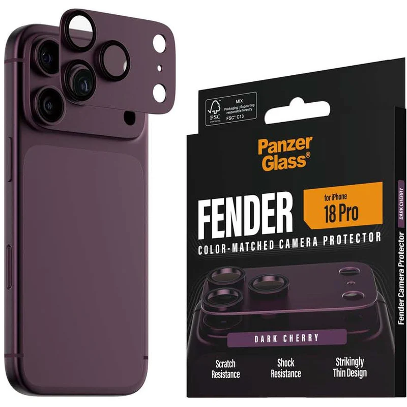 PanzerGlass Fender Camera Protector for iPhone 18 Pro (Dark Cherry)