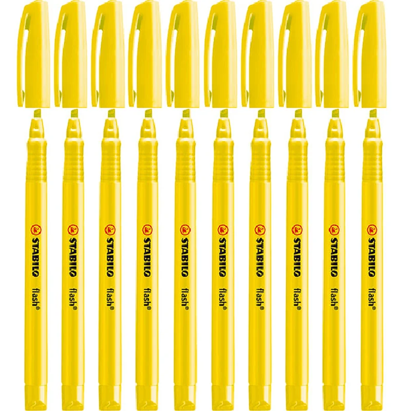 Stabilo Flash Highlighters Pen Yellow Chisel Tip Pack 10