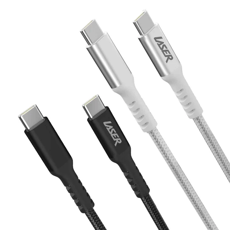 Laser 2m (2-pack) USB-C to USB-C Cable 60W (Black/Silver)