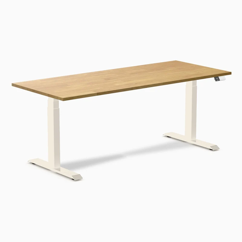 Desky Dual Rubberwood Sit Stand Desk 180cm Light Oak Desktop and Wheat Frame