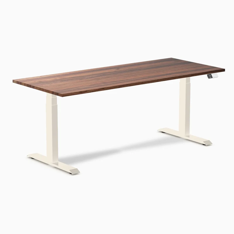 Desky Dual Hardwood Sit Stand Desk 180cm Walnut Desktop and Wheat Frame