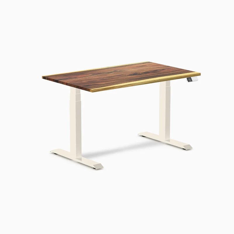 Desky Dual Hardwood Sit Stand Desk 120cm Saman Desktop and Wheat Frame
