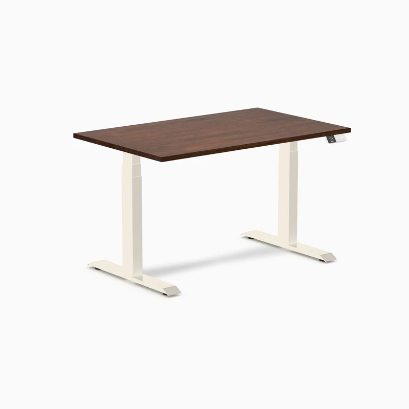 Desky Dual Rubberwood Sit Stand Desk 120cm Red Walnut Desktop and Wheat Frame