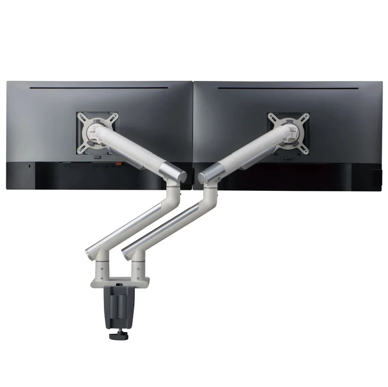 Desky Dual Slim Aluminium Monitor Arm - White