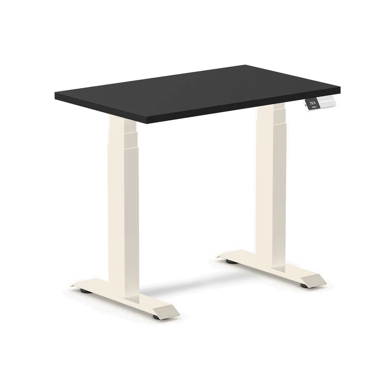 Desky Dual Mini Sit Stand Desk 800x500 Black Desktop and Wheat Frame