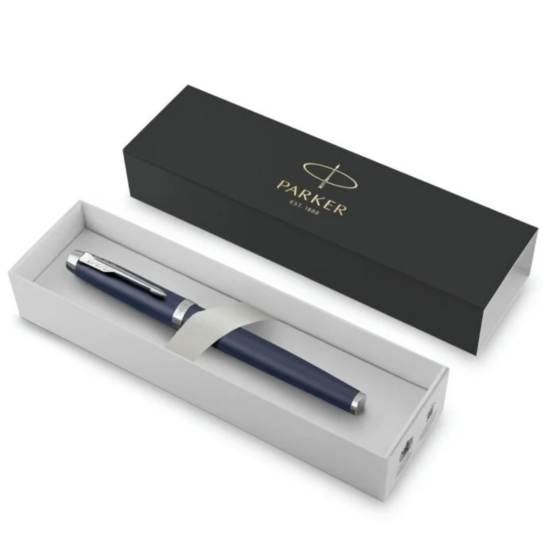 Parker IM Fountain Pen Blue Lacquer Chrome Trim Medium Nib Gift Box