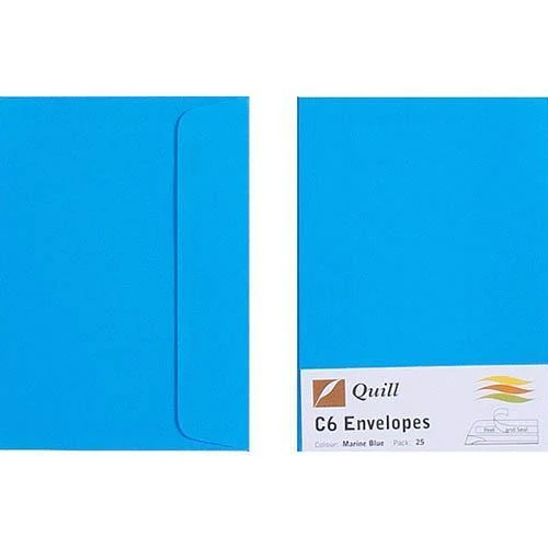 Quill C6 Coloured Envelopes Pack 25 (Marine Blue)
