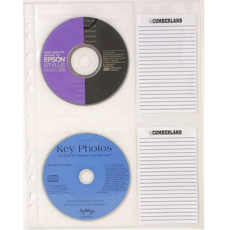 Cumberland Cd/DVD Pocket Binder Sleeve 2 Capacity With Index Note Section Pack 10