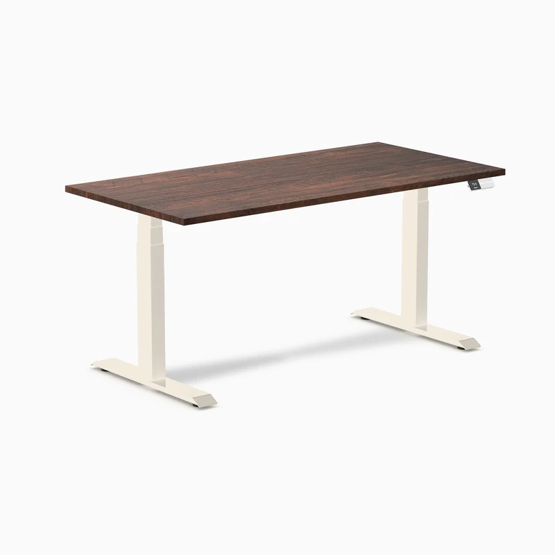Desky Dual Softwood Sit Stand Desk 150cm American Rustic Pine Desktop and Wheat Frame