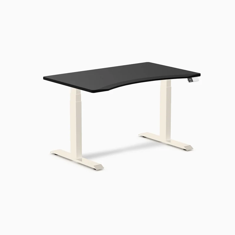 Desky Dual Ergo Edge Sit Stand Desk 120cm Black Desktop and Wheat Frame
