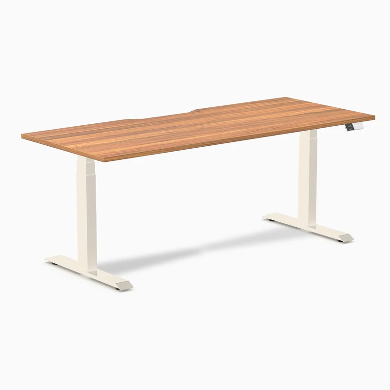 Desky Dual Scalloped Melamine Sit Stand Desk - Prime Oak / 1800x750mm / Wheat