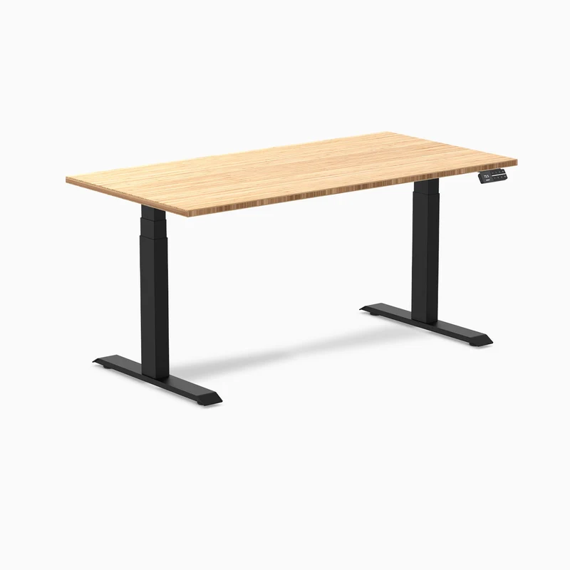 Desky Dual Bamboo Sit Stand Desk 150cm and Matte Black Frame