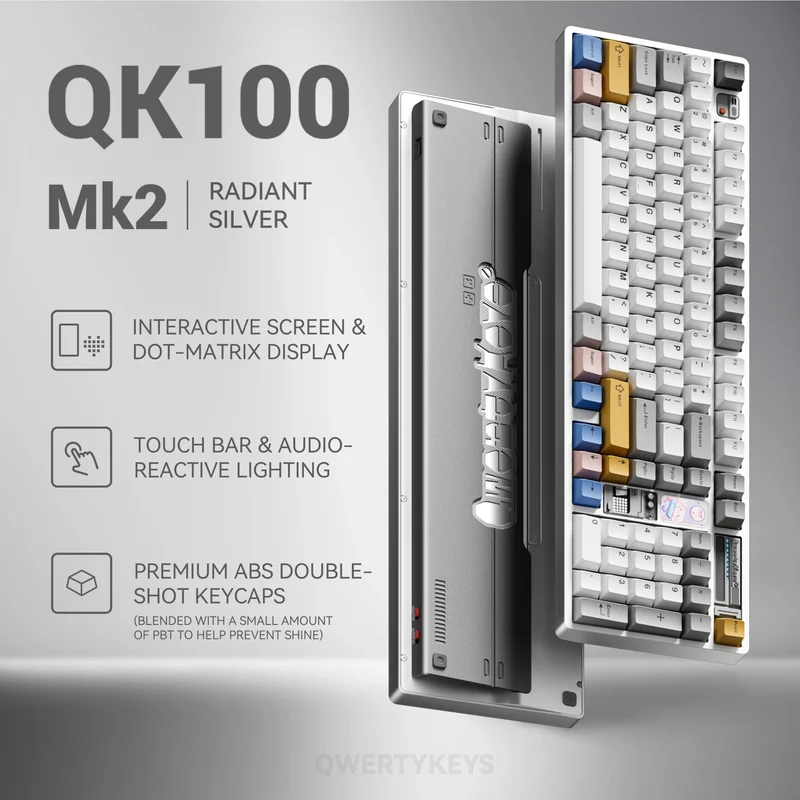 Qwertykeys QK100 Mk2 Prebuilt Wireless Mechanical Keyboard (Radiant Silver)