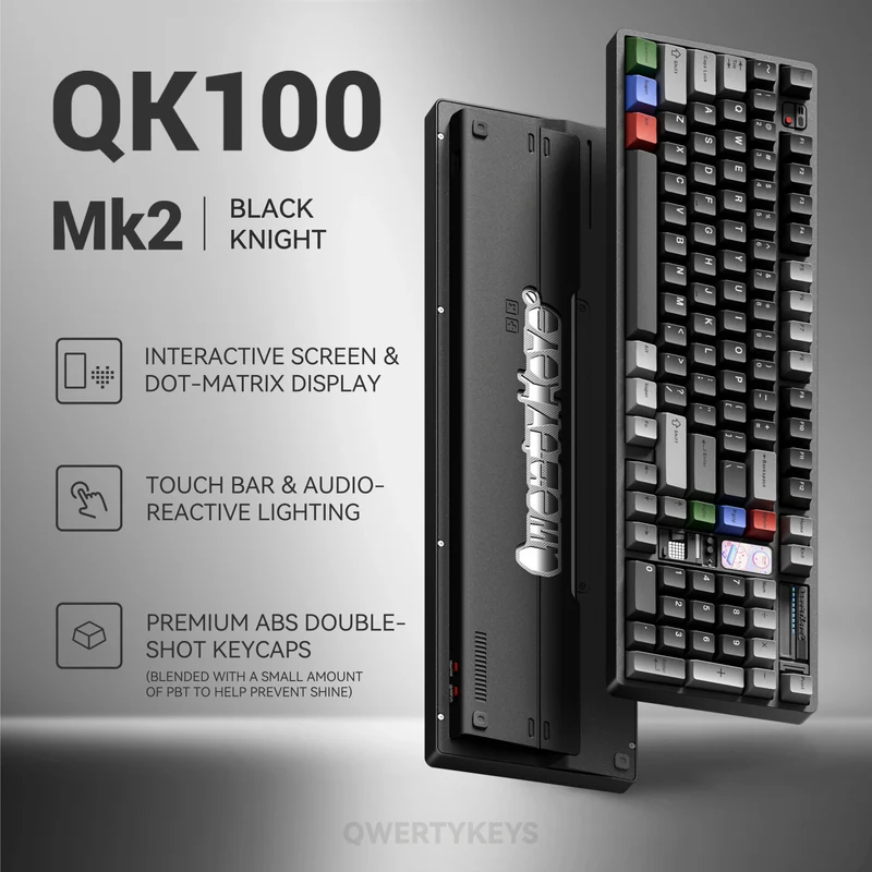 Qwertykeys QK100 Mk2 Prebuilt Wireless Mechanical Keyboard (Black Knight)