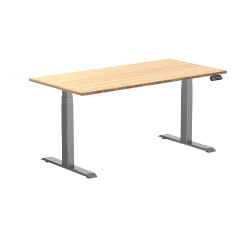 Desky Dual Bamboo Sit Stand Desk 150cm and Space Grey Frame