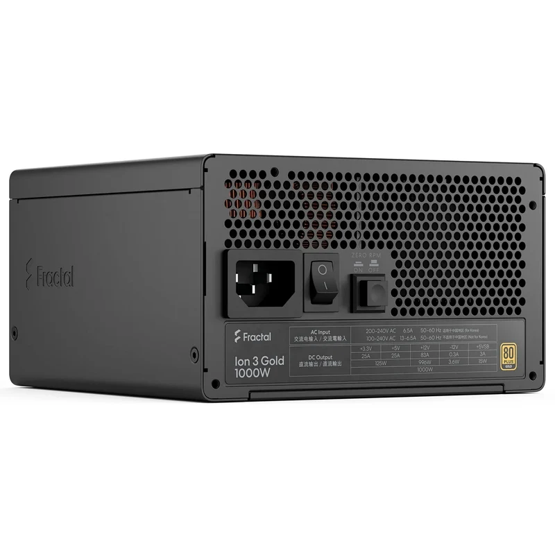 Fractal Design Ion 3 1000W 80 Plus Gold Fully Modular Power Supply (Black)