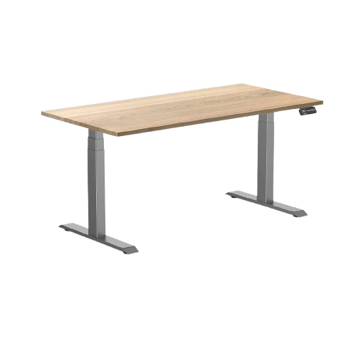 Desky Dual Hardwood Sit Stand Desk 150cm (White Ash Desktop/Space Grey Frame)