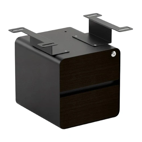 Desky Minimal Under Desk Cabinet - Dark Bamboo / Black