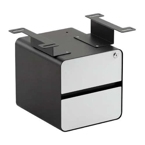 Desky Minimal Under Desk Cabinet - White Melamine / Black