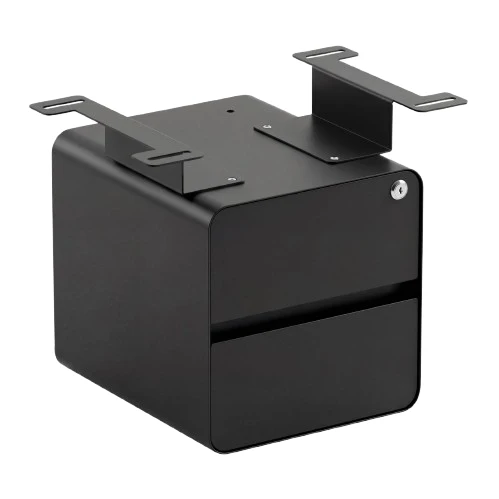 Desky Minimal Under Desk Cabinet - Black Melamine / Black