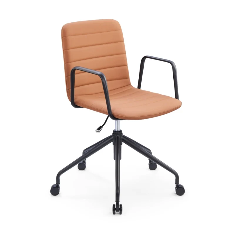 Sabia Baxter Pre-Assembled Chair Upholstered Seat Desk Seating (Tan/Black Frame)