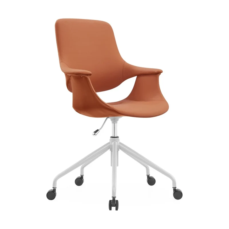 Sabia Oliver High Back Pre-Assembled Office Chair Upholstered (Tan/White Frame)