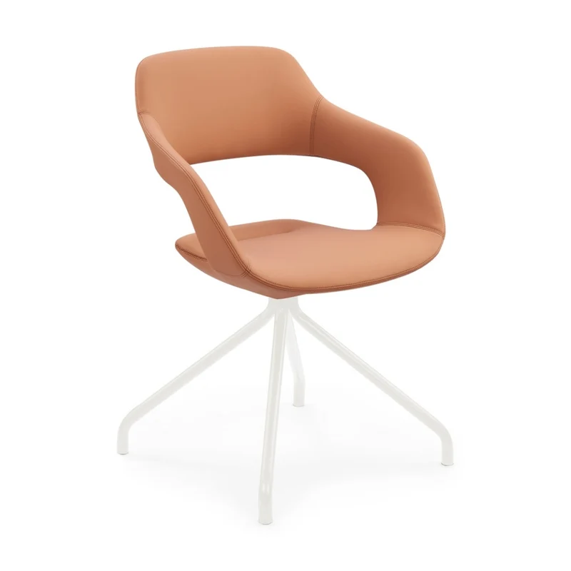 Sabia Oliver Medium Back Pre-Assembled Reception Chair Upholstered (Tan/White Frame)