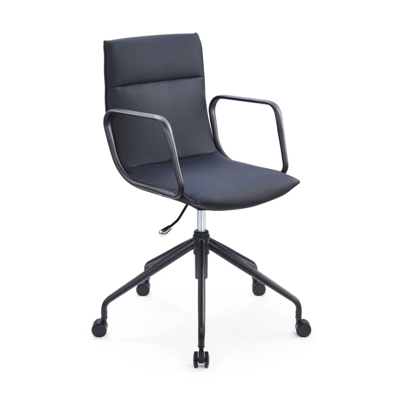 Sabia Maison Pre-Assembled Chair Leather-Like Upholstered Meeting Room (Black)