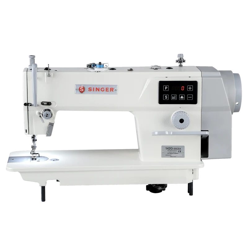 Singer 142G E Series Single Needle Integrated Lockstitch Industrial Sewing Machine with Table - Fabric Light to Medium