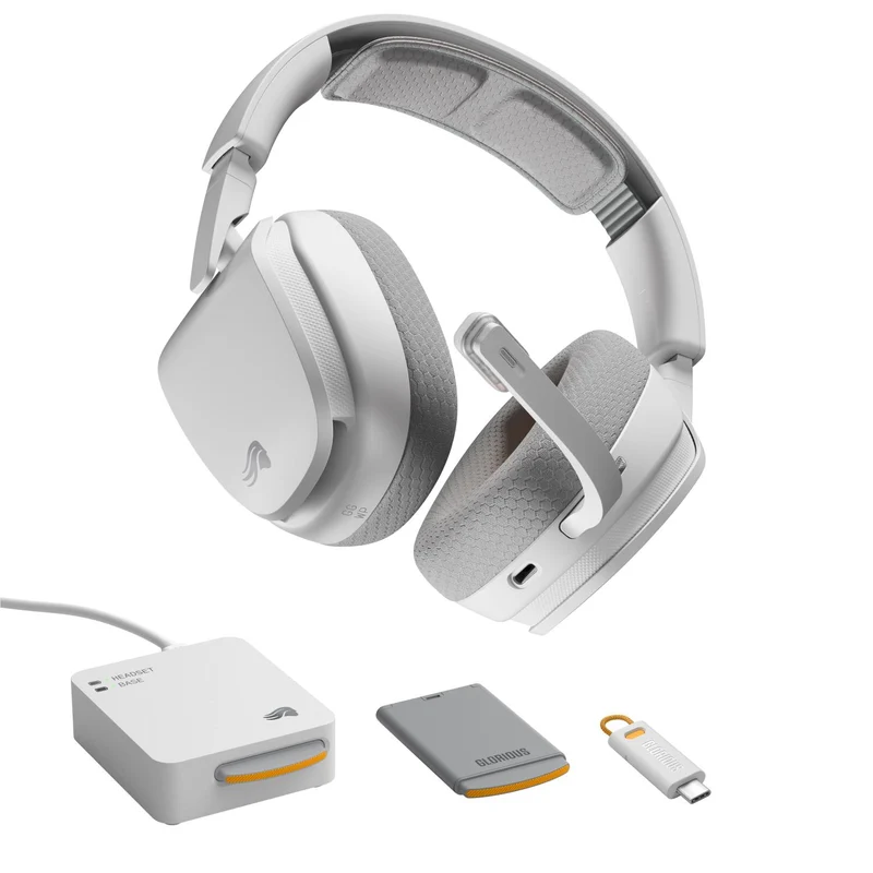 Glorious GHS Wireless InfinitePlay Wireless Gaming Headset for PC, PS5, PS4, Switch (White)