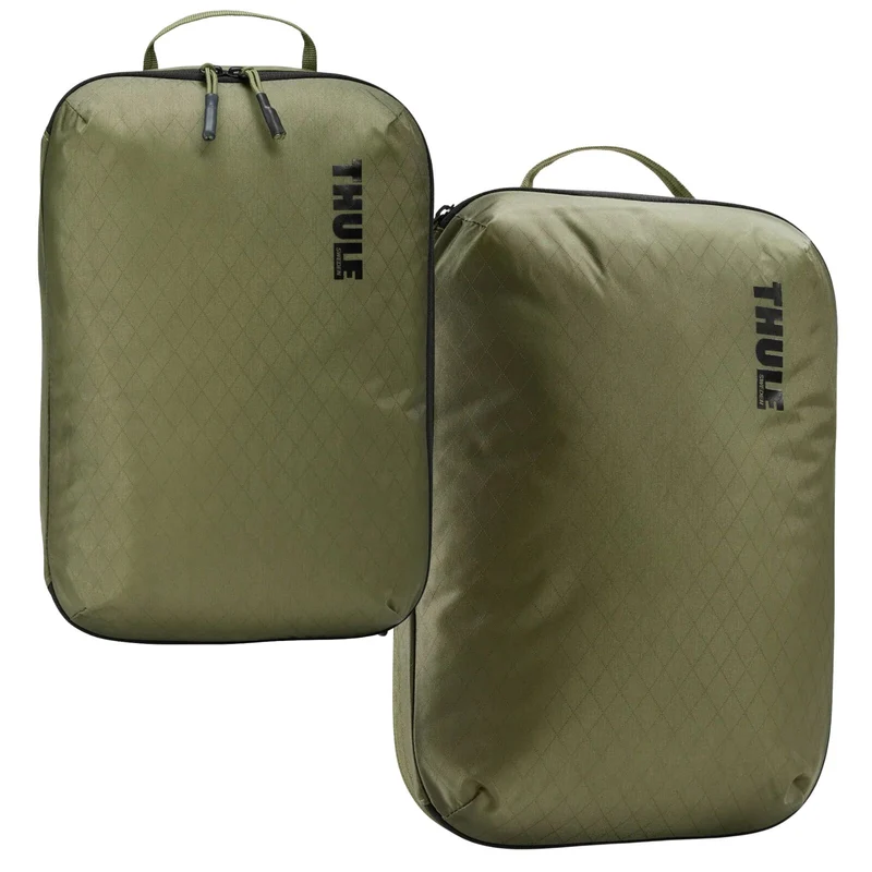THULE Packing Cube Set Compression Travel Storage Bags Duo 2x (Small and Medium) Green