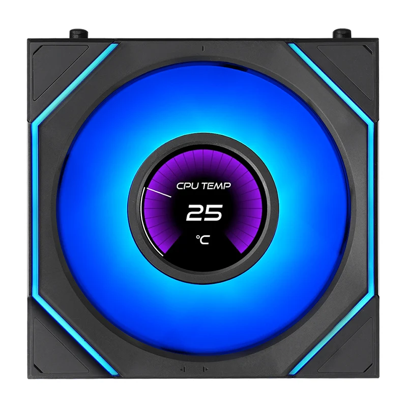 Lian Li Uni Fan SL Infinity 1.8in LCD Flex 2.4GHz Wireless 120mm Reverse Blade ARGB Fan - Black (12RSLIND1F1B)